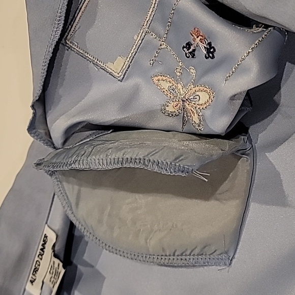 Alfred Dunner Ultra Suede Embroidered Patchwork Zippered Jacket Baby Blue 24W - Picture 15 of 15
